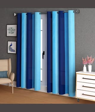 N2C Home - Brown Polyester Colorblock Window Curtain ( Pack of 2 )