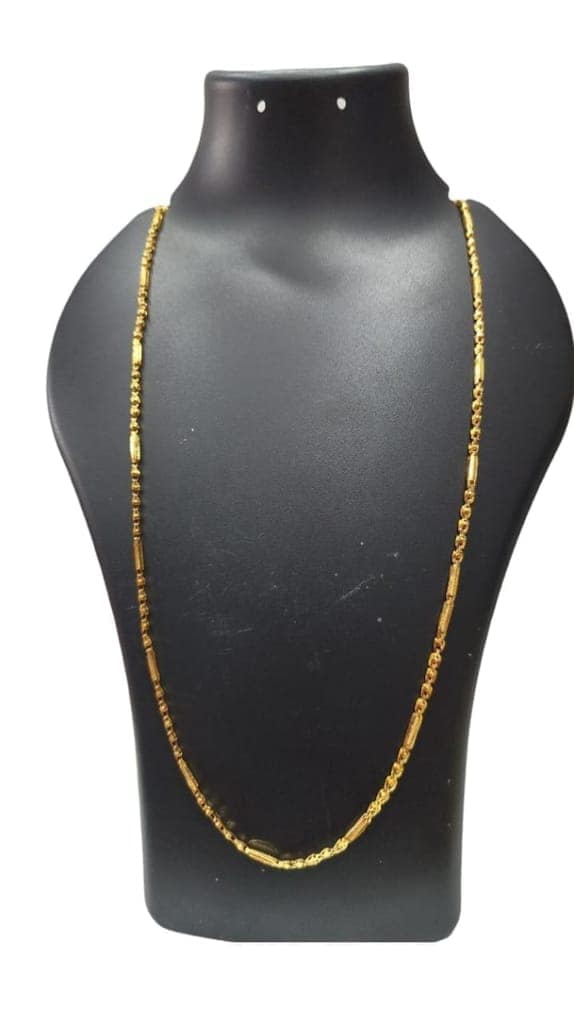 Yellow Gold Plated Traditional Indian Chain for Men and Women - 24 Inches view 2
