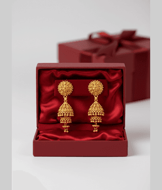LUV FASHION Gold Jhumki Earrings ( Pack of 1 )