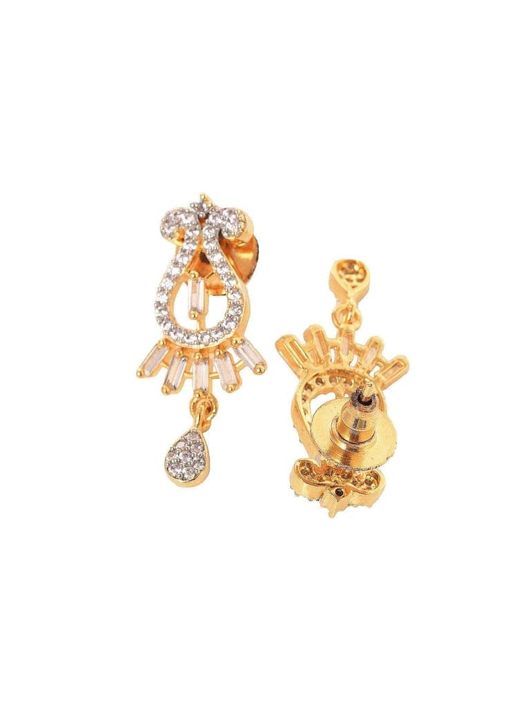Gold Plated Black & White AD Studded & Beaded Mangalsutra Earrings view 5