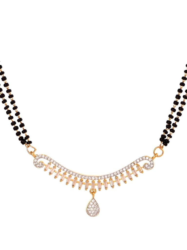 Gold Plated Black & White AD Studded & Beaded Mangalsutra Earrings view 6