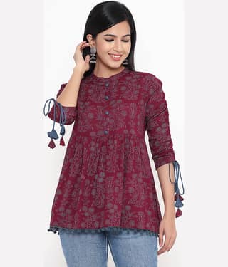Kbz Women's Rayon Empire Top ( Purple )