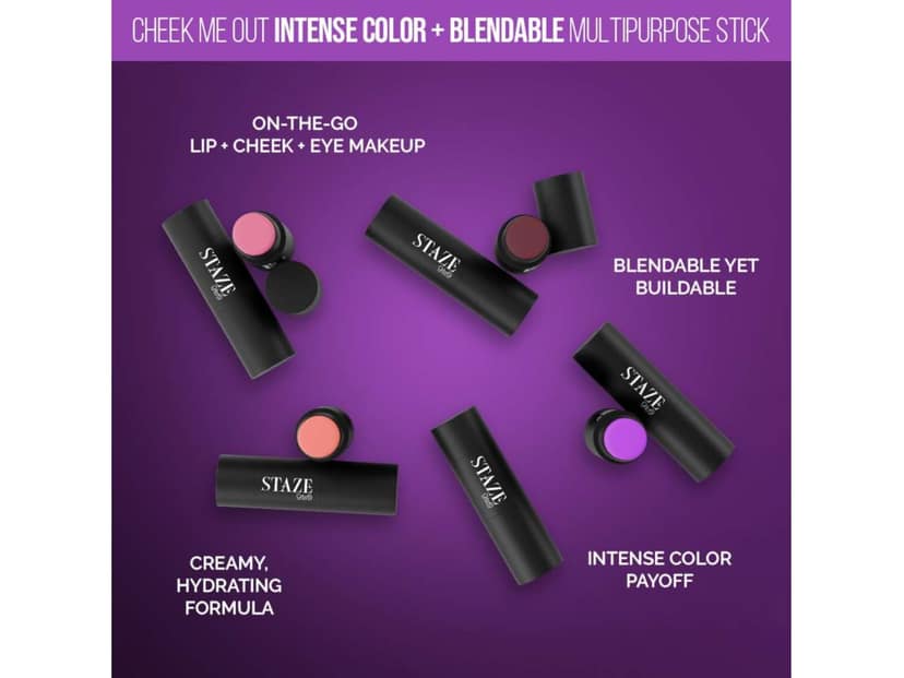 Staze 9to9 Cheek Me Out Intense Color + Blendable Multipurpose Stick - 02 Bite view 2