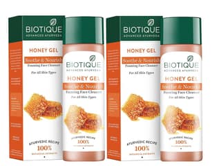 Biotique Bio Honey Gel Refreshing Foaming Face Cleanser, 120ml (Pack Of 2), White Biotique Bio Honey Gel Refreshing Foaming Face Cleanser, 120ml (Pack Of 2), White - Transparent / 120 ml (Pack of 2)