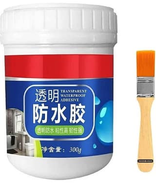 EIGHTEEN ENTERPRISE Crack Seal Glue 300gm with Brush Transparent Waterproof Glue for Roof Leakage Crack Seal Agent Roof Water Leakage Solution Water Proof Glue Transparent Glue Waterproofing for Pipe Wall Tiles.
