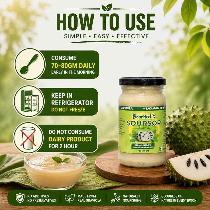 BourNeel's® Soursop Fruit Jar 200gm Pack of 1 | No Preservatives | Graviola Laxman Phal Fruit | High Vitamin C | view 2