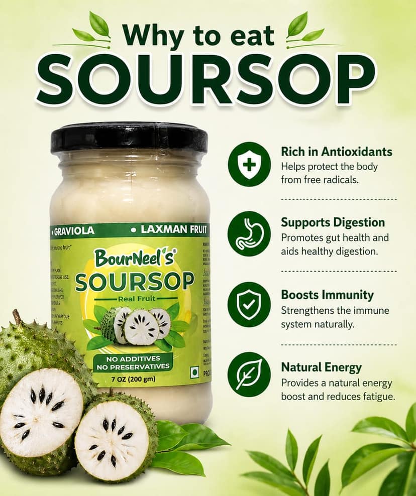 BourNeel's® Soursop Fruit Jar 200gm Pack of 1 | No Preservatives | Graviola Laxman Phal Fruit | High Vitamin C | view 8