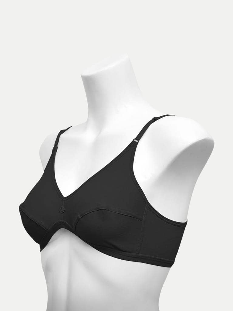 Women Flower Bra - Black Color view 3