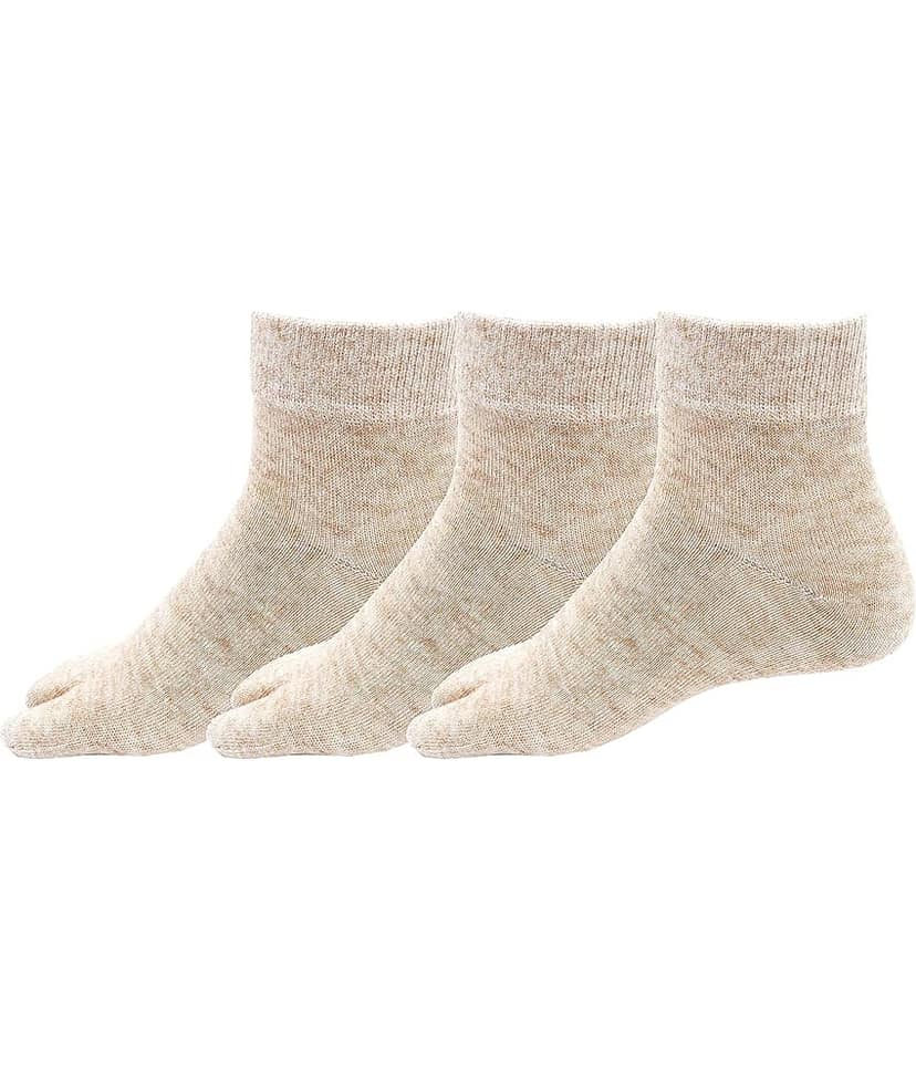 RC. ROYAL CLASS Women's Beige Woolen Combo Ankle Length Socks ( Pack of 3 )