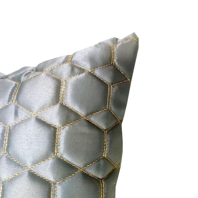 Grey Set of 2 Quilted Zari Square Cushion Covers for Sofa Home Bedroom (16x16 inch or 40 x 40 cm) view 3