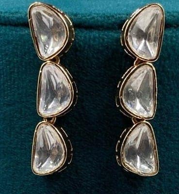 American Diamond Marquise Cut Choker Necklace Set in Gold view 3