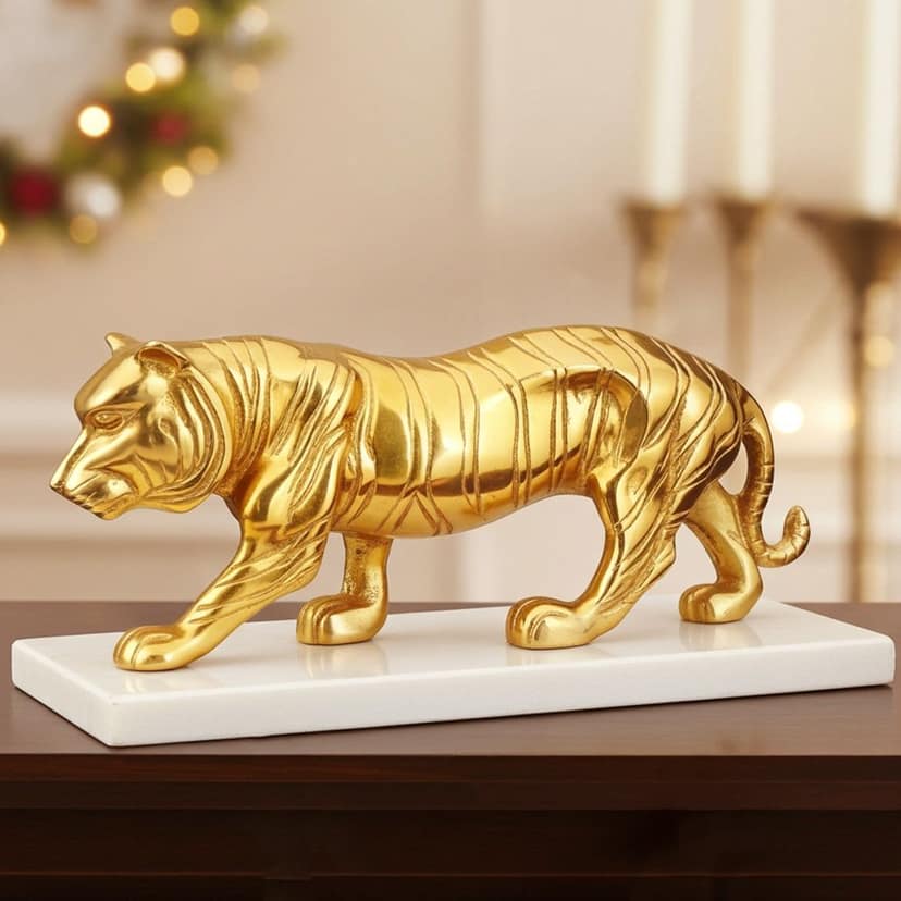 Aluminium Home Decorative Tiger Showpiece Statue (ANMAS261 G) view 2