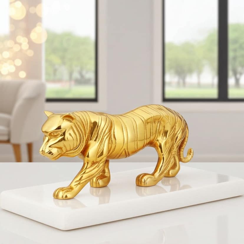 Aluminium Home Decorative Tiger Showpiece Statue (ANMAS261 G) view 3