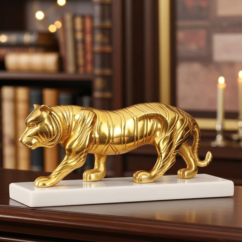 Aluminium Home Decorative Tiger Showpiece Statue (ANMAS261 G) view 4