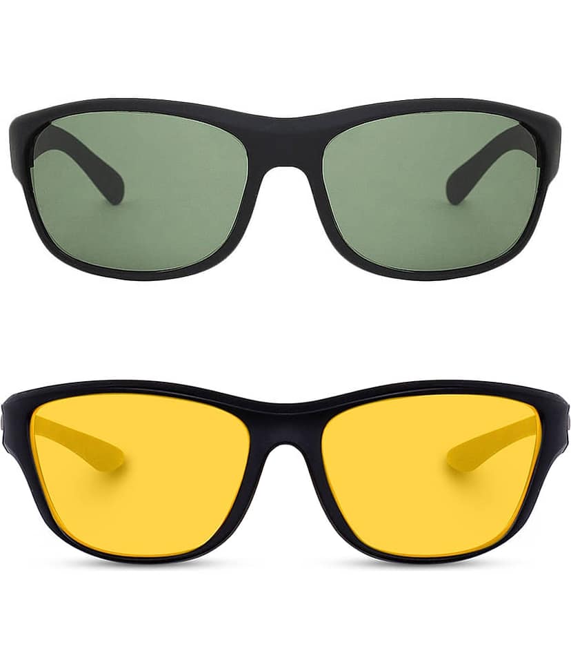 Kanny Devis - Black Wrap Around Sunglasses ( Pack of 2 )
