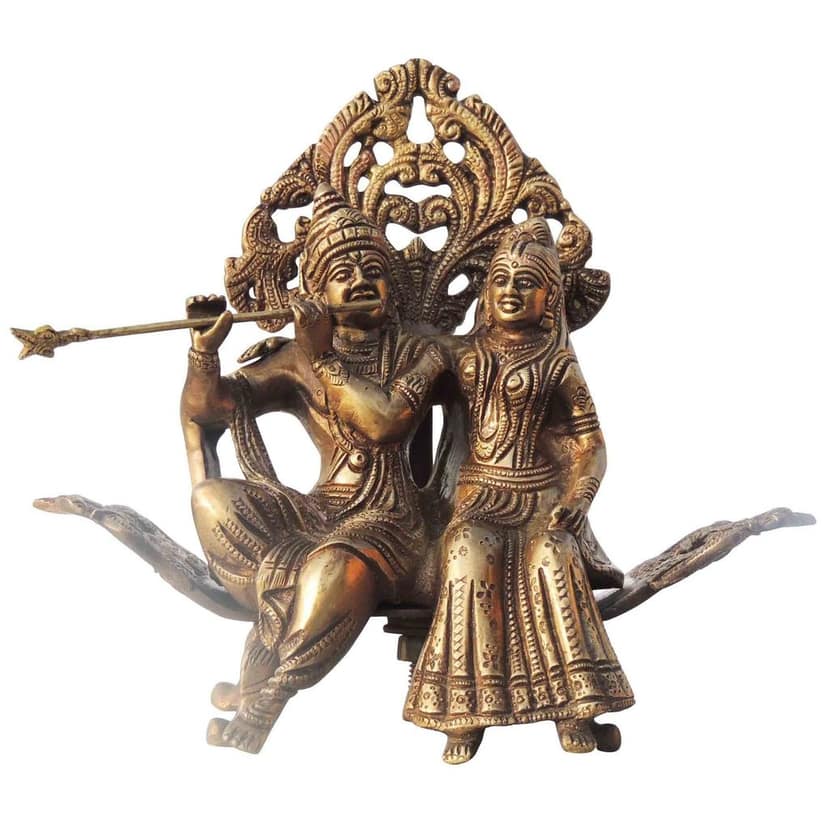 Brass Radha Krishna God Idol - Classic Religious Showpiece, Height : 8.5 Inch (BSMAS1385 F) view 2