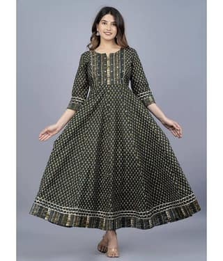 Mishree Collection - Blue Cotton Women's Anarkali Kurti ( Pack of 1 )
