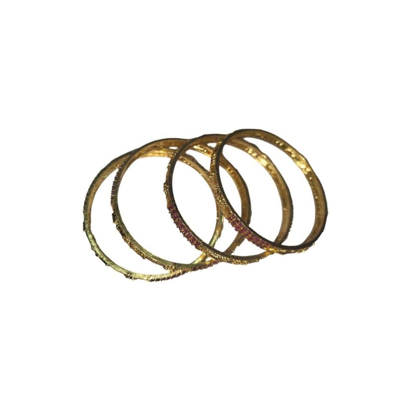 Gold Plated Ruby Bangle Set of 4 view 2