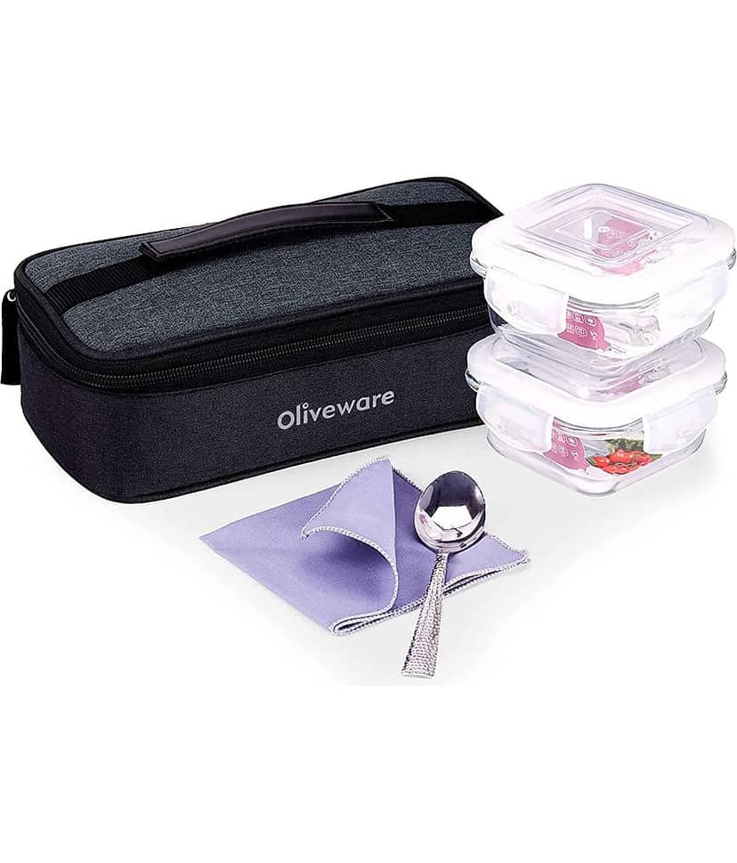 Oliveware - Glass Lunch Box 2 - Container ( Pack of 1 )