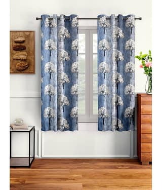 Cortina - Nature Printed Room Darkening Eyelet Curtain-9 Ft-pack of 2