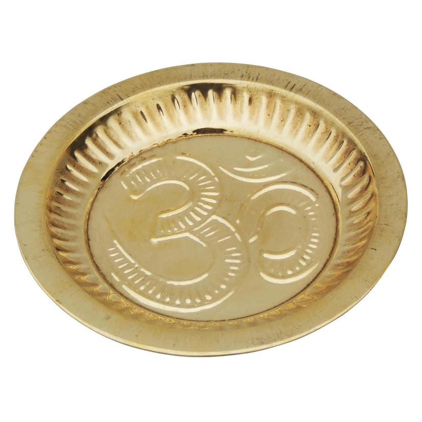 Brass Puja Plate With Om Symbol No. 5 (ZMAS180 E) view 2