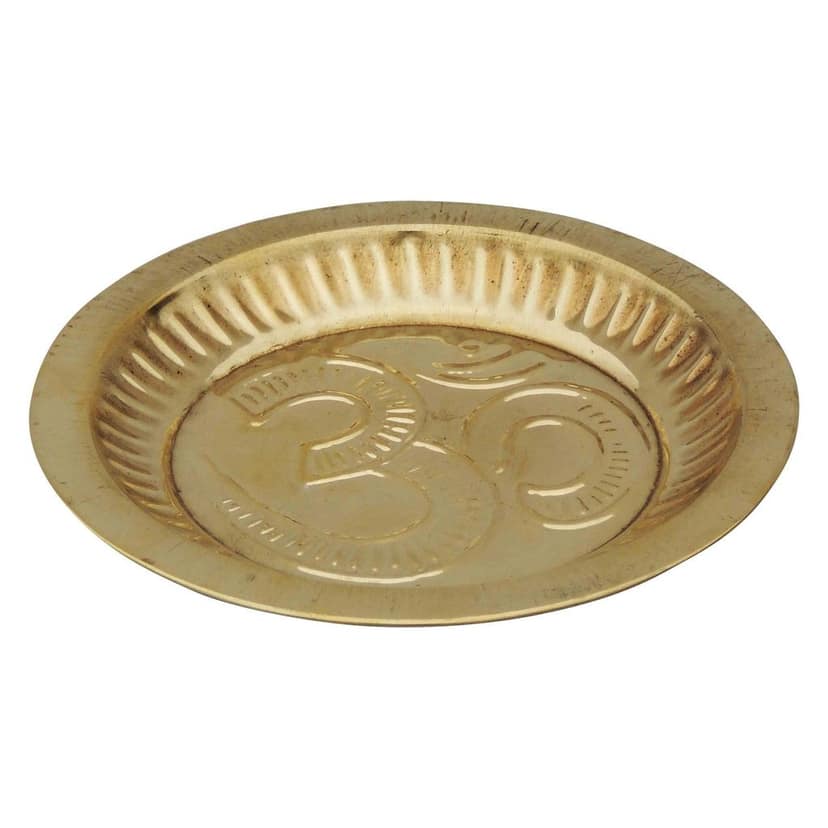 Brass Puja Plate With Om Symbol No. 5 (ZMAS180 E) view 3