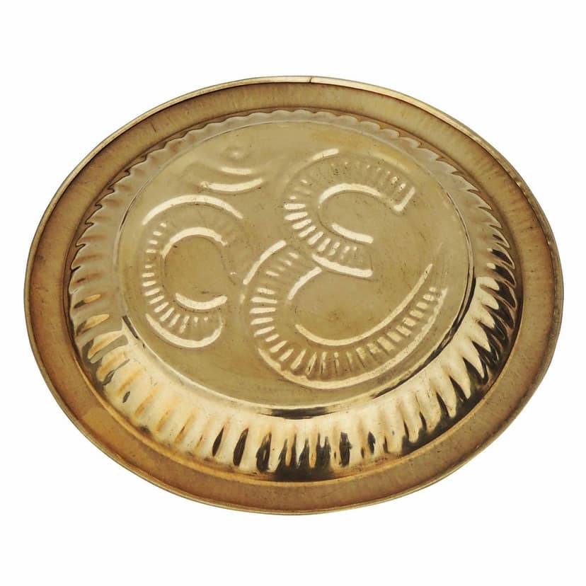 Brass Puja Plate With Om Symbol No. 5 (ZMAS180 E) view 4