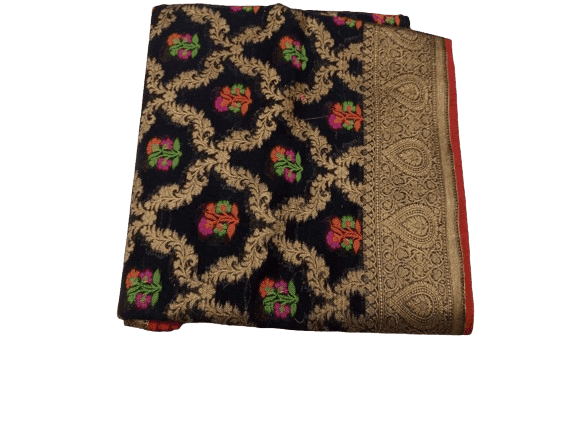 Black Printed Banarasi Khaddi Georgette Silk Saree