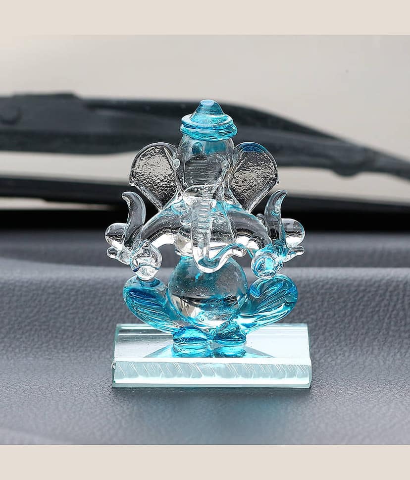 eCraftIndia Showpiece Crystal Ganesha Idol 6 x 4 cms Pack of 1