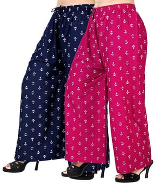 lasafiya Pack of 2 Rayon Straight Women's Palazzos ( Navy Blue )