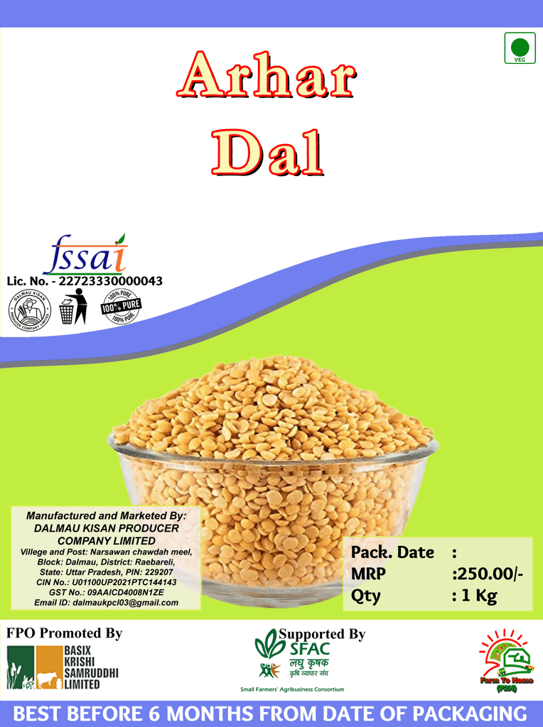 Arhar Dal, 1 Kg, 100% Pure, FSSAI Approved, Best Before 6 Months from Date of Packaging (pack of 4) view 3