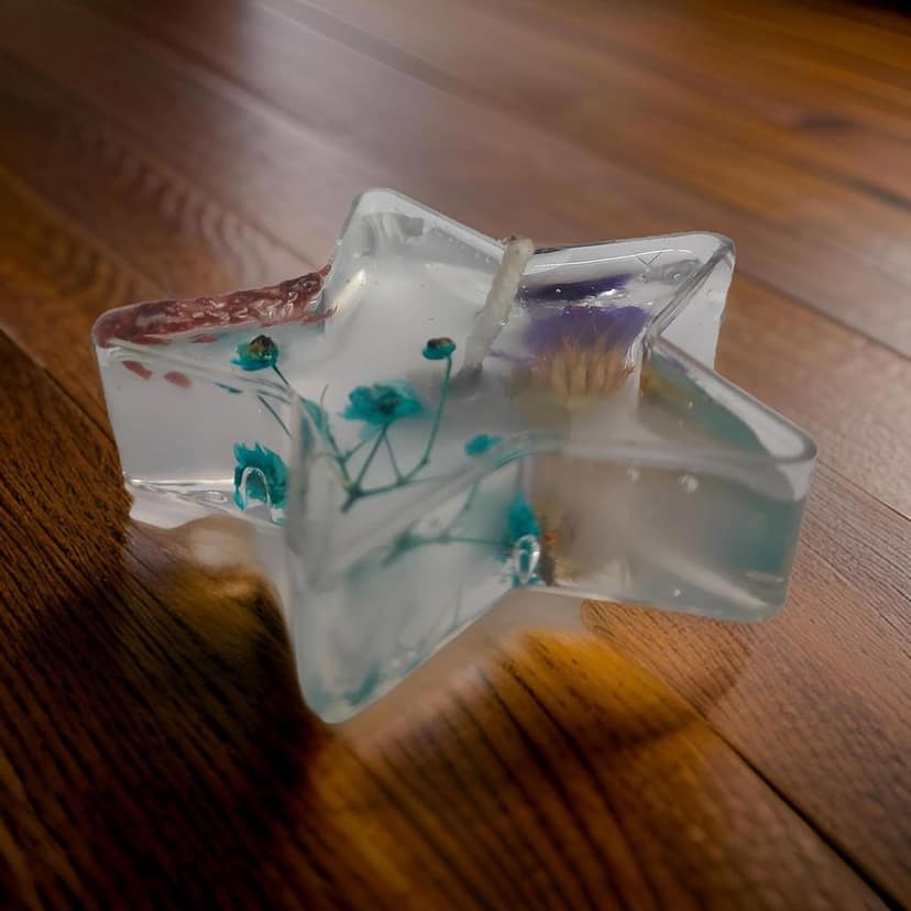 SS ENTERPRISE Gel Wax Candles with Imported Natural Flowers, 6 Hours Burn Time, Star and Heart Shaped Set of 10, view 2