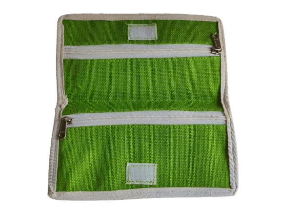 Green Jute Clutch with White Floral Print view 2
