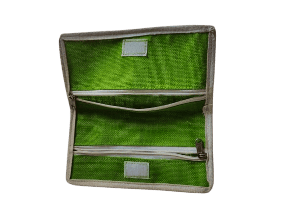 Green Jute Clutch with White Floral Print view 3