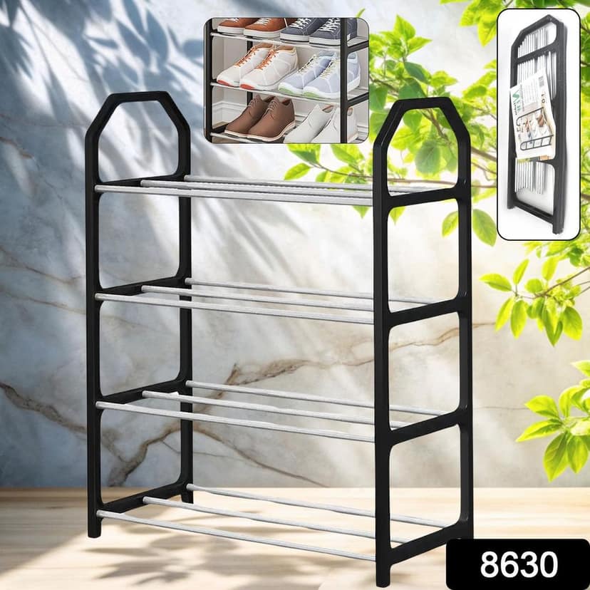 4 Layer Space‑saving Shoes Show Rack Folding Shoe Rack (1 Pc) view 2
