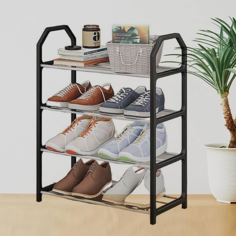 4 Layer Space‑saving Shoes Show Rack Folding Shoe Rack (1 Pc) view 4