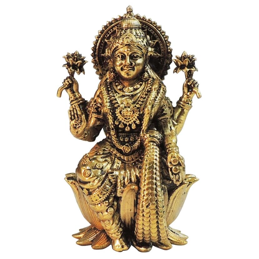 Brass Laxmi Ji Murti � Handmade Goddess Lakshmi Brass Idol, Height : 4.5 Inch (BSMAS1824 L) view 2