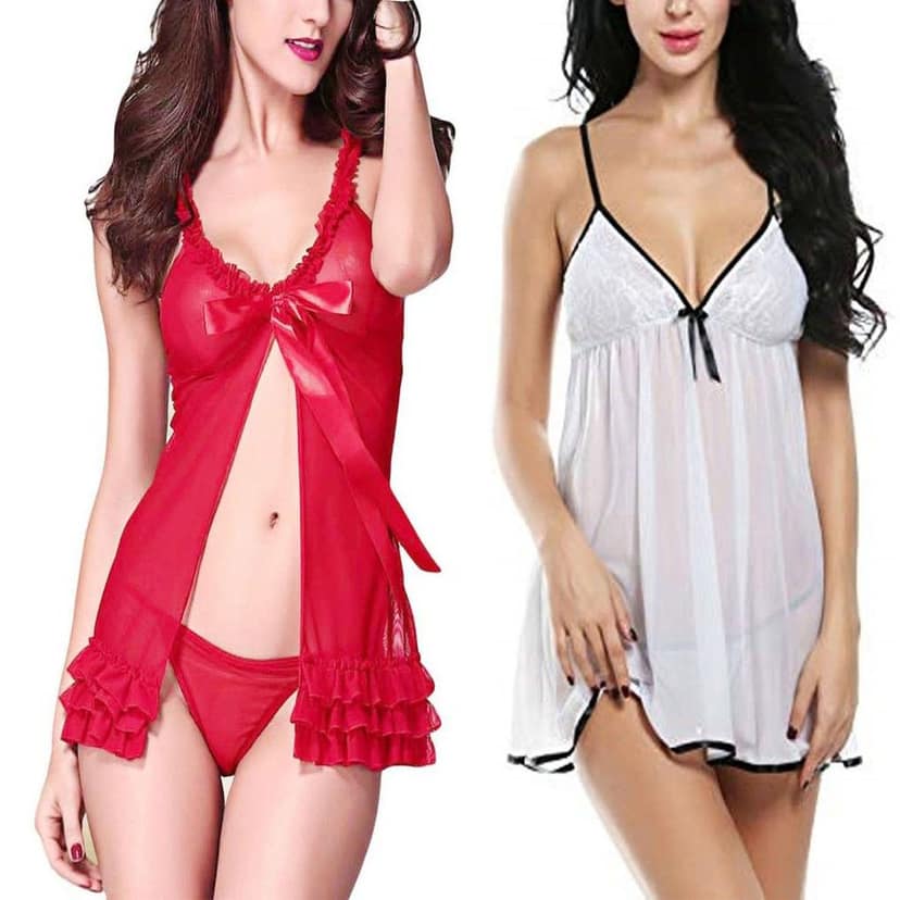 Babydoll night dress lingerie women girls Combo Pack 2 view 4