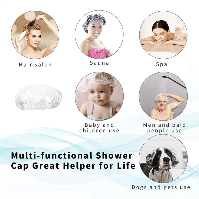 DHRUVINSRI Large Disposable Waterproof Shower Caps for Long Hairs, Hairs Protection – 12 Pack for Women,Value Pack, Elastic fit, Waterproof Protection Travel, Hotel, Spa, Salon view 4