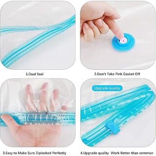 Vacuum Storage Bags for Clothes 5-Pack Space Saver with Hand Pump for Travel & Home view 2