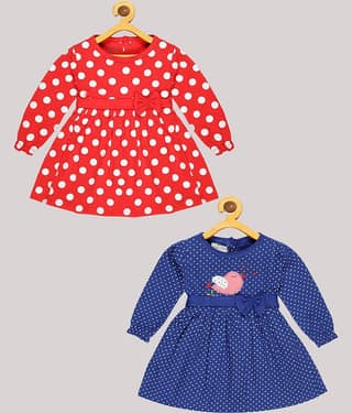 Babeezworld Cotton Frock For Girls ( Pack of 1 , Blue )