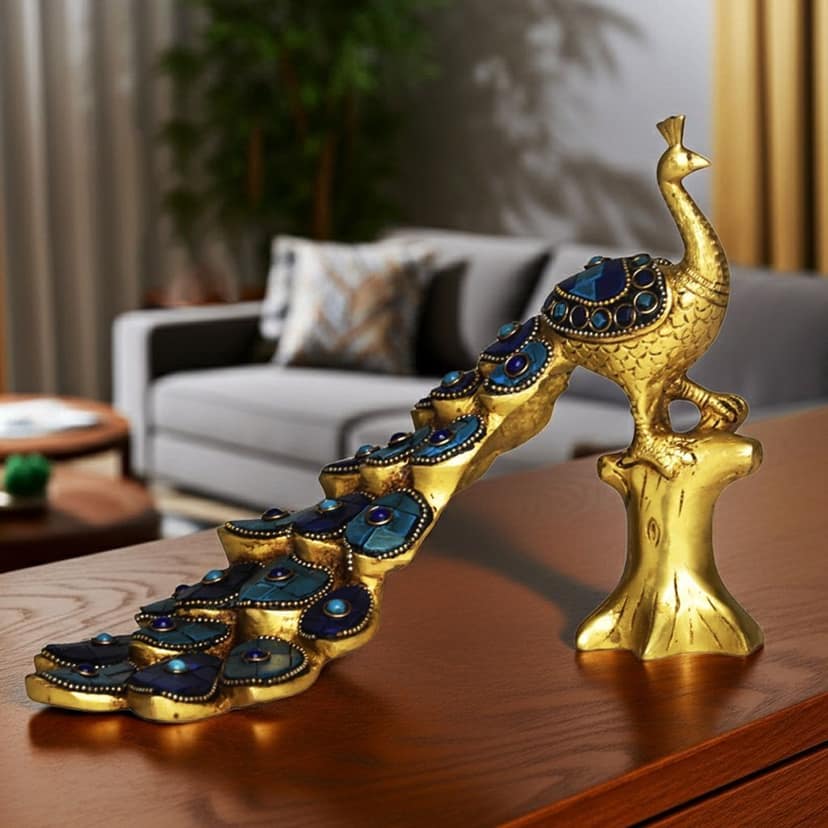Traditional Brass Peacock Murti � Indian Decorative Showpiece, Height : 7 Inch (BSMAS1515 B)