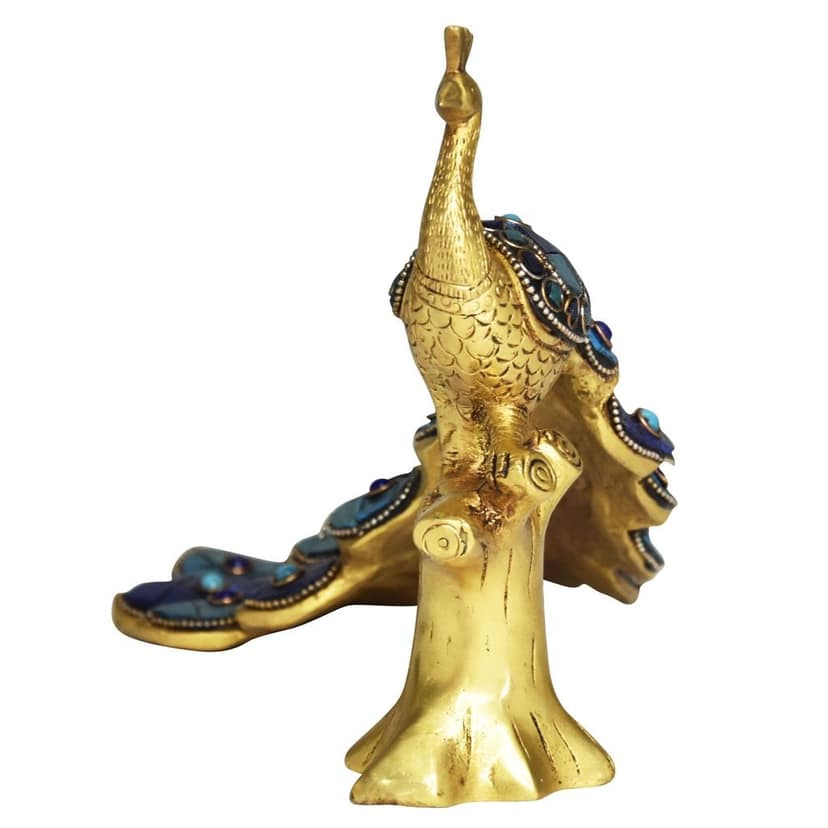 Traditional Brass Peacock Murti � Indian Decorative Showpiece, Height : 7 Inch (BSMAS1515 B) view 3