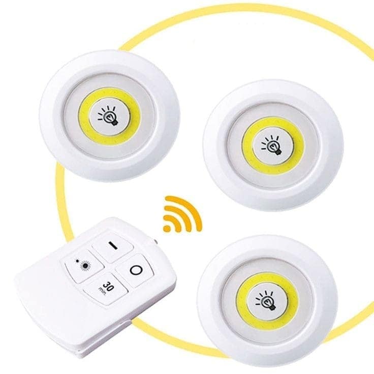 Wireless Smart LED Under Cabinet Lights (Pack of 3) Battery Powered Night Lamps with Remote Control for Kitchen, Wardrobe, Cupboard, Stairs Best Gift for Home Lighting ( Without Power Cell )