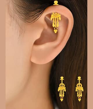LUV FASHION Golden Threader Earrings ( Pack of 1 )
