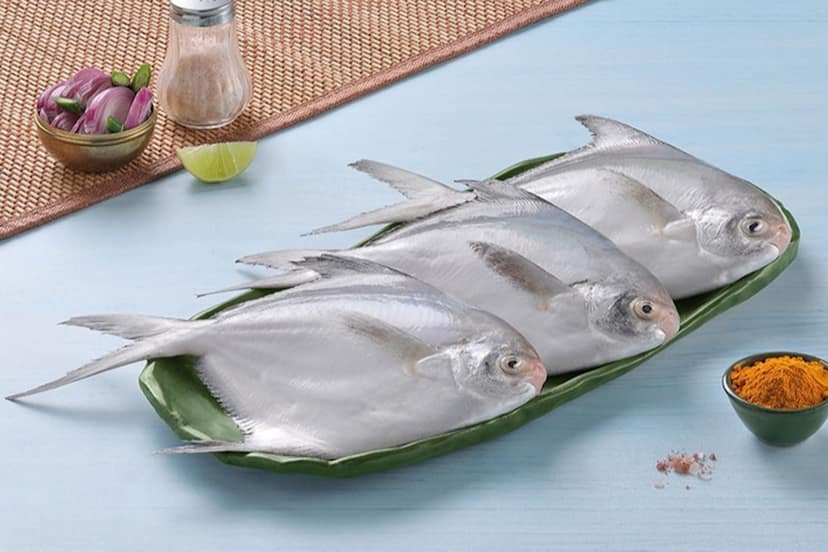 White Pomfret (8-9 Fish/Kg) - 500gms(Before Cleaning)-Slices