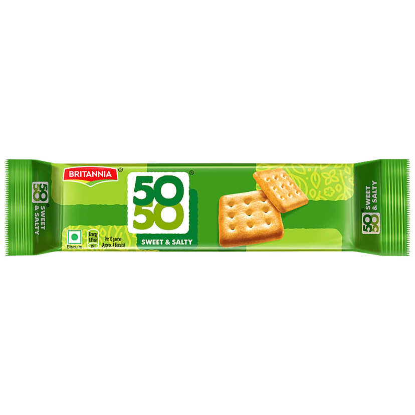 Britannia 50-50 Sweet & Salty Biscuit - Light, Crispy, Ready To Eat, 72.5 G view 2