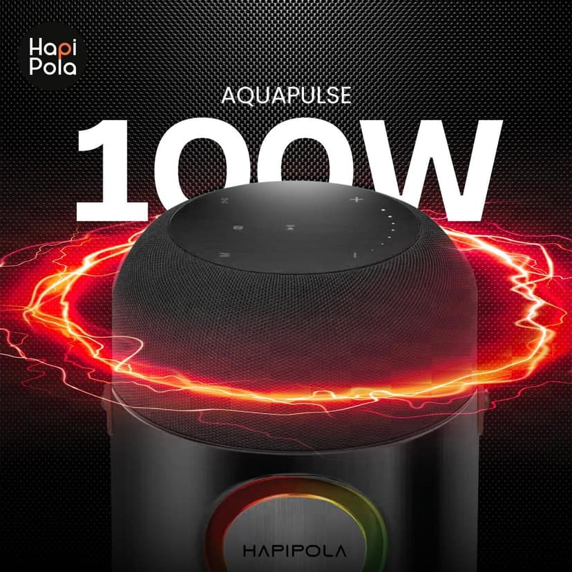 HAPIPOLA BLUETOOTH SPEAKER AQUA PULSE | Immersive Audio 100W Speaker | Good Bass | Light Weight 10+ hours Playback | USB Input | Touch Control | Built-in microphone Hands-free calls | RGB lights view 3