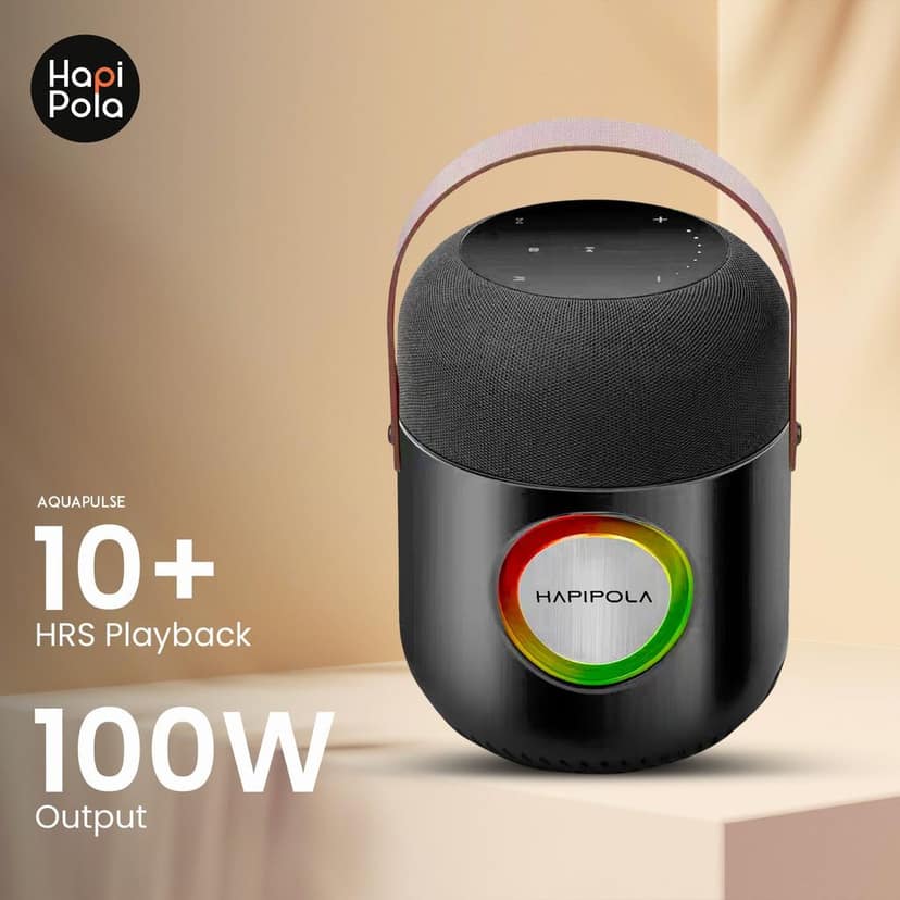 HAPIPOLA BLUETOOTH SPEAKER AQUA PULSE | Immersive Audio 100W Speaker | Good Bass | Light Weight 10+ hours Playback | USB Input | Touch Control | Built-in microphone Hands-free calls | RGB lights view 6