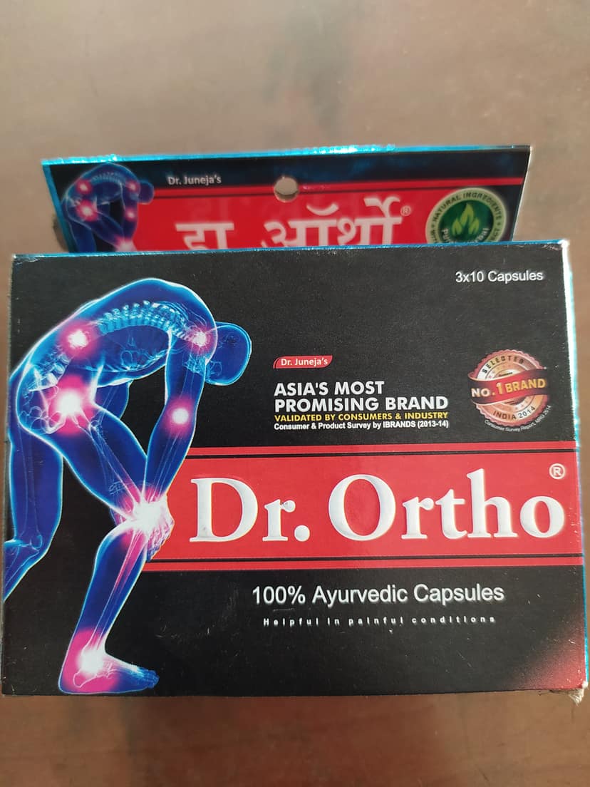 Dr. juneja's Asia's most Promising brand Validated by consumers & industry Consumer & product survey by brands (13-14 Dr. ortho 100% ayurvedic capsules 3x10 capsules Helpful in